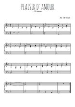 Téléchargez l'arrangement pour piano de la partition de Plaisir d'amour en PDF, niveau facile